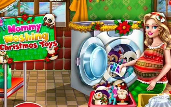 Mommy Washing Christmas Toys - Holiday Cleaning Game Online